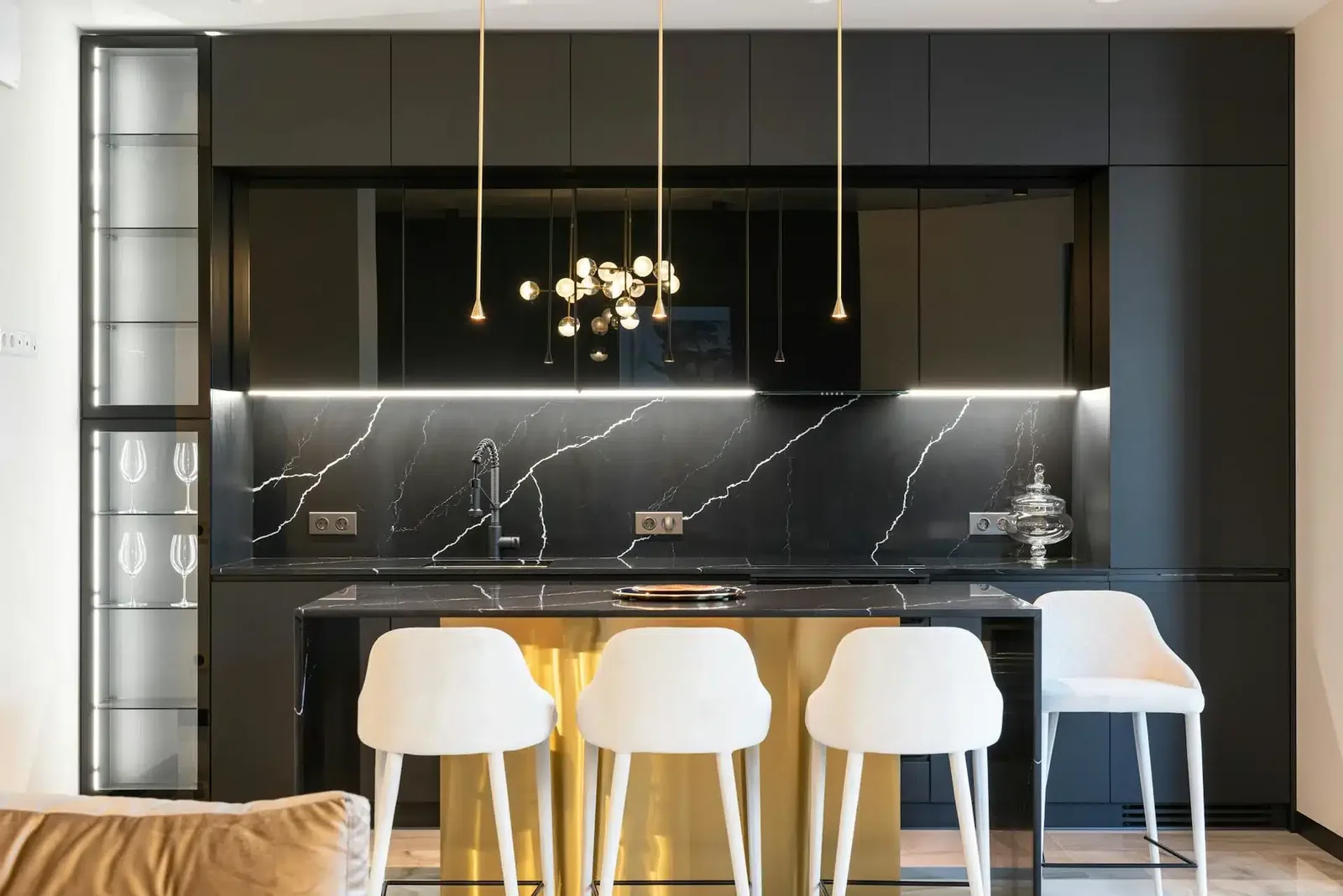 Contemporary Black Kitchen in Reston, VA